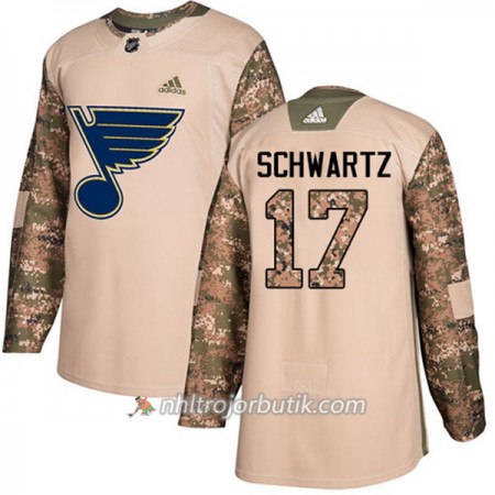 Män Ishockey St. Louis Blues Tröja Jaden Schwartz 17 Adidas 2017-2018 Camo Veterans Day Practice Authentic